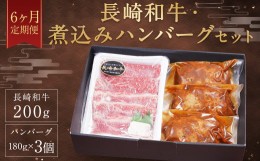 【ふるさと納税】【6ヶ月定期便】長崎和牛・煮込みハンバーグ セット モモ バラ 200g ハンバーグ 180g×3個 ×6回 冷凍 牛肉 牛右衛門