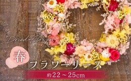 【ふるさと納税】【ドライフラワー】春のフラワーリース 直径：約22〜25cm