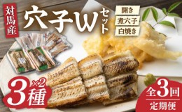 【ふるさと納税】【全3回定期便】対馬 穴子 W セット 1kg《対馬市》【海風商事】国産 九州 長崎 煮穴子 白焼き [WAD041]