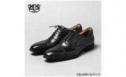 【ふるさと納税】CELAND 牛革ラクチン軽量ビジネスシューズ 紐タイプ紳士靴（ストレートチップ）ブラック CE1201
