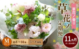 【ふるさと納税】【定期便 11ヶ月】草花ノ定期便 Mサイズ 5〜8種類 約8〜10本