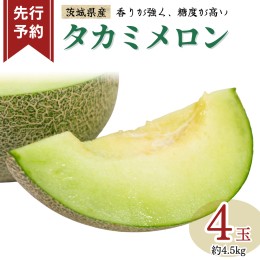 【ふるさと納税】《 先行予約 》 茨城県産 タカミ メロン 3L 4玉 （ 約 4.5kg ） 【 2024年 発送分】 タカミメロン たかみメロン 果物 フ