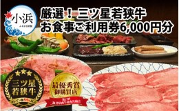 【ふるさと納税】三ツ星若狭牛 五味焼のお食事ご利用券6,000円分【お食事券 テイクアウト 焼肉 三ツ星 若狭牛 ブランド牛 和牛 厳選  A-5