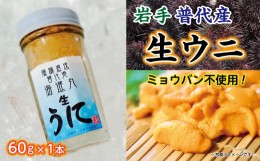 【ふるさと納税】【漁師厳選】普代産 生うに60ｇ 瓶入り 【ミョウバン不使用】 【塩水】 三陸 生ウニ 雲丹