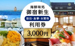 【ふるさと納税】海鮮味処御宿新生 利用券 3 000円分