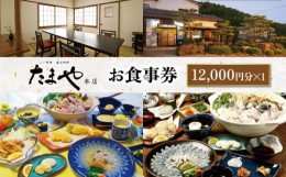 【ふるさと納税】たまや本店 食事券 12,000円分 ふぐ 白子 フルコース お食事券 チケット ディナー 利用券 下関 山口