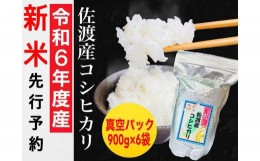 【ふるさと納税】【令和6年度産新米・先行予約】佐渡羽茂産コシヒカリ そのまんま真空パック 900g×6袋セット