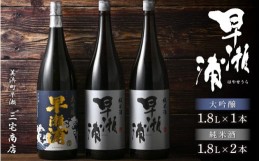 【ふるさと納税】【早瀬浦】大吟醸 1800ml × 1本 ＆ 純米酒 1800ml × 2本 セット【入手困難 飲み比べ 日本酒 地酒 福井 美浜 早瀬 フル