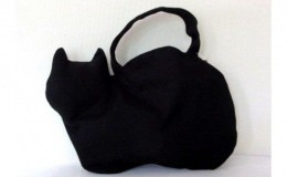 【ふるさと納税】ネコ型帆布トートバッグ　黒猫