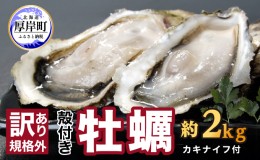 【ふるさと納税】訳あり ハーフ 規格外 牡蠣 北海道厚岸産 殻付カキ 約2kg（11〜25個）カキナイフ付 生食