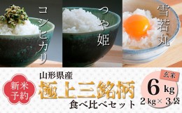 【ふるさと納税】【令和6年産新米】極上三銘柄 玄米食べ比べセット(計6kg) FZ23-553