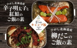 【ふるさと納税】【選べる2つのキャンプ飯】牡蠣と帆立のアヒージョ 芋団子とザンギのクリーム煮 辛子明太子と紅鮭のご飯の素 柳ダコのご