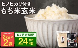 【ふるさと納税】【定期便6ヵ月】 熊本県 菊池産 もち米 玄米 2kg×2袋 白米 300g 計25.8kg ヒヨクモチ