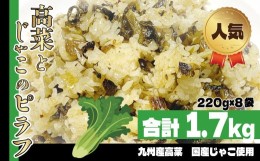 【ふるさと納税】人気 ピラフ 国産発芽玄米入り 九州産 高菜とじゃこの 栄養価の高いピラフ 220g × 8パック | 焼きめし チャーハン 国産