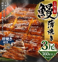 【ふるさと納税】中(5P) 三河一色 鰻 蒲焼き 3尾 (360g以上) (肝焼き付き) うなぎ 鰻 蒲焼 丑の日 土用の丑の日