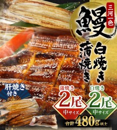 【ふるさと納税】中(5P) 三河一色 鰻 かば焼き 2尾 + 白焼き 2尾 (肝焼き付き) うなぎ 鰻蒲焼 蒲焼 丑の日 土用の丑の日 旬