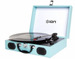 スピーカー内蔵 ブルー Vinyl Transport スーツケース型レコードプレーヤー ION Audio