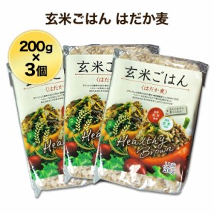 ヘルシーブラウン 玄米ごはん 200g 〈はだか麦〉３個セット 国産玄米・国産玄麦使用【送料無料・ゆうパケット便】玄米ごはん レトルト食