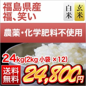 令和5年 福島県産　福、笑い 24kg(2kg×12袋)　【白米・玄米選択】　送料無料　米袋は窒素充填包装　生産者指定米　　　　農薬及び化学肥