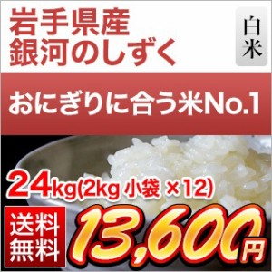 白米 24kg (2kg×12袋) 令和5年(2023年)産 岩手県産 銀河のしずく 〈デビューして6年連続特A評価〉 送料無料 【即日出荷】【米袋は窒素充