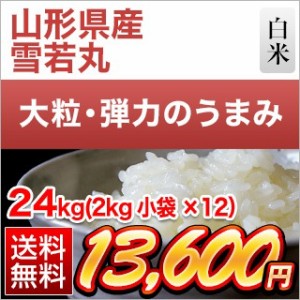 白米 24kg 2kg×12袋 令和5年(2023年)産 山形県産 雪若丸〈6年連続特A評価〉送料無料 【即日出荷】【米袋は窒素充填包装】 お米