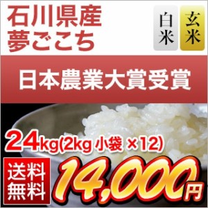 お米 24kg 2kg×12袋 令和5年(2023年)産 石川県産 夢ごこち 【 白米・ 玄米 選択】 送料無料 特別栽培米 【即日出荷は白米のみ】窒素充填