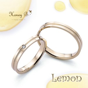 ドラマ着用 刻印無料 結婚指輪 Honey B ハニーブライド Lemon マリッジリング フラット ライン K18ゴールド 18金 ハニーイエローゴールド