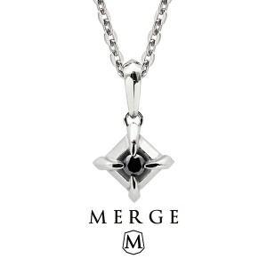 MERGE マージ ステンレス ブラックダイヤモンド ネックレス チェーン付き ステンレスネックレス 金属アレルギーフリー メンズネックレス 