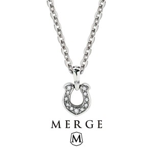 MERGE マージ ステンレス ダイヤモンド ホースシュー ネックレス チェーン付き ステンレスネックレス 金属アレルギーフリー メンズネック