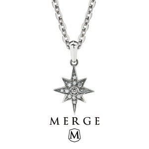 MERGE マージ ステンレス ダイヤモンド スター ネックレス チェーン付き ステンレスネックレス 金属アレルギーフリー メンズネックレス 