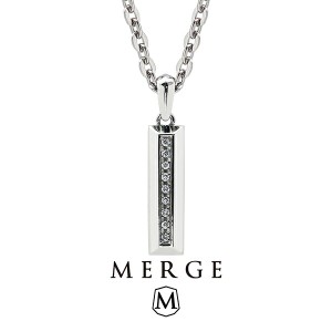 MERGE マージ ステンレス ダイヤモンド スティック ネックレス チェーン付き ステンレスネックレス 金属アレルギーフリー メンズネックレ