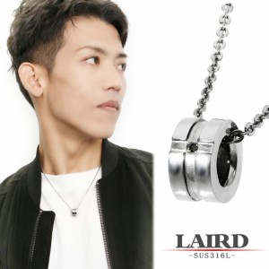 LAIRD レアド 天然 ブラックダイヤモンド リング ステンレス メンズネックレス 金属アレルギーフリー ネックレス ペンダント アクセサリ