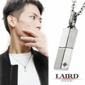 LAIRD レアド 天然 ブラックダイヤモンド プレート ステンレス メンズネックレス 金属アレルギーフリー ネックレス ペンダント アクセサ