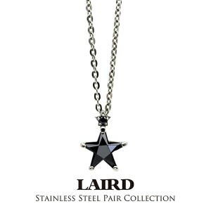 LAIRD レアド 天然 ブラックダイヤモンド ダブル スター ステンレス メンズネックレス 金属アレルギーフリー ネックレス ペンダント アク