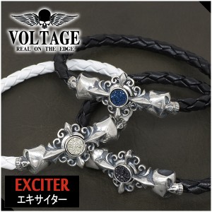 【VOLTAGE ヴォルテージ】 EXCITER スカル ドルジークォーツ レザーブレスレット