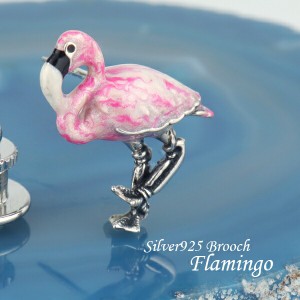 サツルノ フラミンゴ シルバー925 ピンブローチ 鳥 ピンク ピンバッチ ブローチ シルバーブローチ プレゼント お守り 上品 大人 綺麗