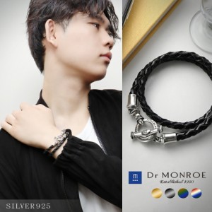 Dr MONROE ドクターモンロー レザー ブレスレット シンプル モード スタイリッシュ 英語 英字 英文 メッセージ ブランド シルバーアクセ