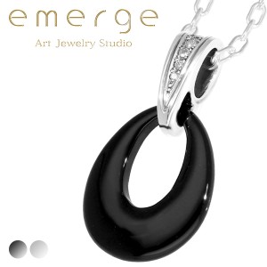 emerge エマージュ ドロップ オニキス ペンダント チェーン付き シルバー ブラック シルバーネックレス ネックレス シルバー925 シルバー