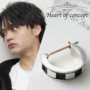 HEART OF CONCEPT チェッカー フープピアス 1P 片耳用 シルバー925 K10 ハートオブコンセプト フープ ピアス メンズ シルバーピアス メン