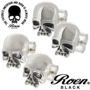 【Roen BLACK】ロエン スカル シルバーピアス(2P 両耳用)シルバー925 silver メンズ 男性用 ピアス ブランド ユニーク