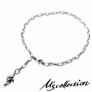 M s collection エムズコレクション テンタクルス クロス チャーム シルバー925 アンクレット ブレスレット シンプル 十字架 シルバー