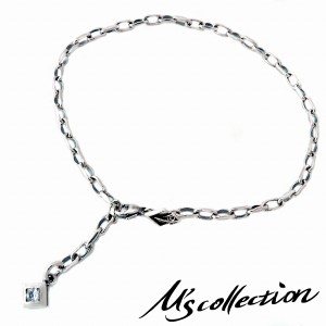 M s collection エムズコレクション スクエア ジルコニア シルバー925 アンクレット ブレスレット シンプル キュービックジルコニア