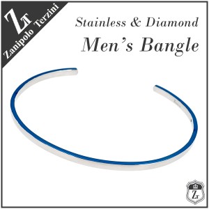 ザニポロタルツィーニ ブルー ダイヤモンド サージカルステンレス バングル メンズバングル
