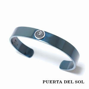 PUERTA DEL SOL 平打ち ナイトパーツ ブルーバングル ブルー シルバー950 チタンコーティング ユニセックス シルバーアクセサリー 銀 SV9