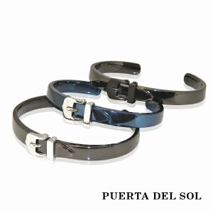 PUERTA DEL SOL ベルト バックル バングル ブラック ブルー シルバー950 チタンコーティング ユニセックス シルバーアクセサリー 銀 SV95