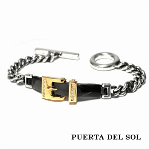 PUERTA DEL SOL ベルト バックル ブレスレット ブラック ゴールド シルバー950 K18 18金 チタンコーティング ユニセックス シルバーアク