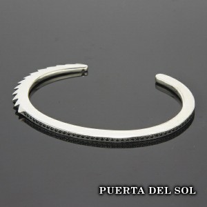 PUERTA DEL SOL ハンドカフバングル キュービックジルコニア ブレスレット ブラック シルバー950 ユニセックス シルバーアクセサリー 銀 