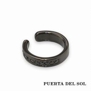 PUERTA DEL SOL フラット ストーン ブラック イヤーカフ ブラック シルバー950 チタンコーティング ユニセックス シルバーアクセサリー 