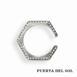 PUERTA DEL SOL シャープエッジ イヤーカフ ジルコニア シルバー950 ユニセックス シルバーアクセサリー 銀 SV950 ブリタニアシルバー 人