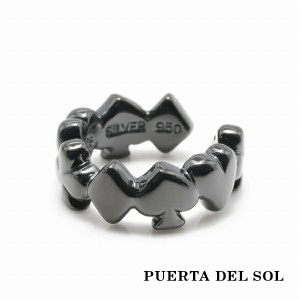 PUERTA DEL SOL トランプ フォアスーツ イヤーカフ ブラック シルバー950 チタンコーティング ユニセックス シルバーアクセサリー 銀 SV9